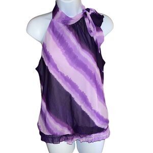 Heart Soul Satin Paisley Side Tie Neck Top size M